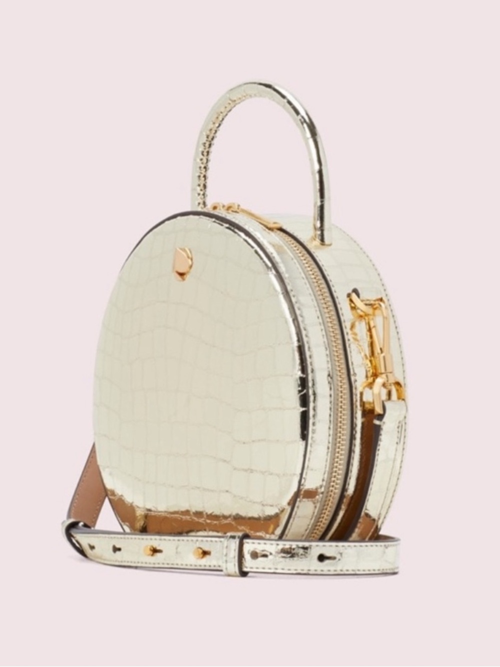 Kate Spade Andi Gold Metallic Croc Embossed Canteen Bag NWT